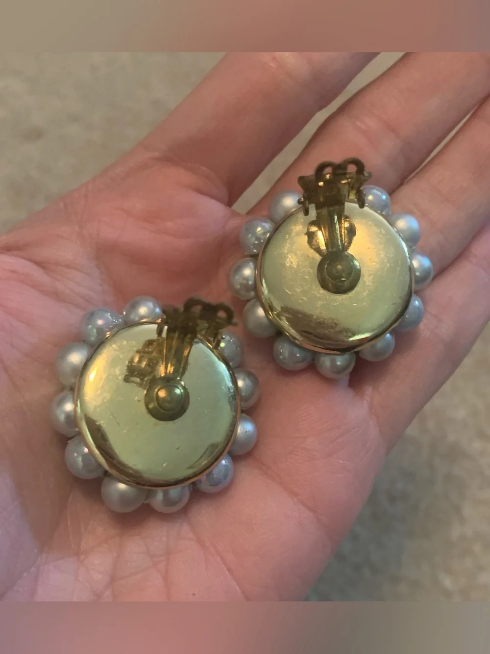 Lot of 5 1960s Vintage Bead Cluster Clip-On Earrings Faux Pearl Costume Jewelry